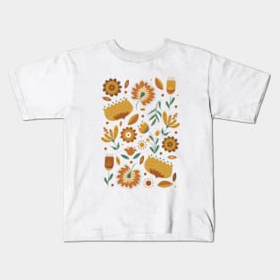 Autumn Folk Art Florals Kids T-Shirt